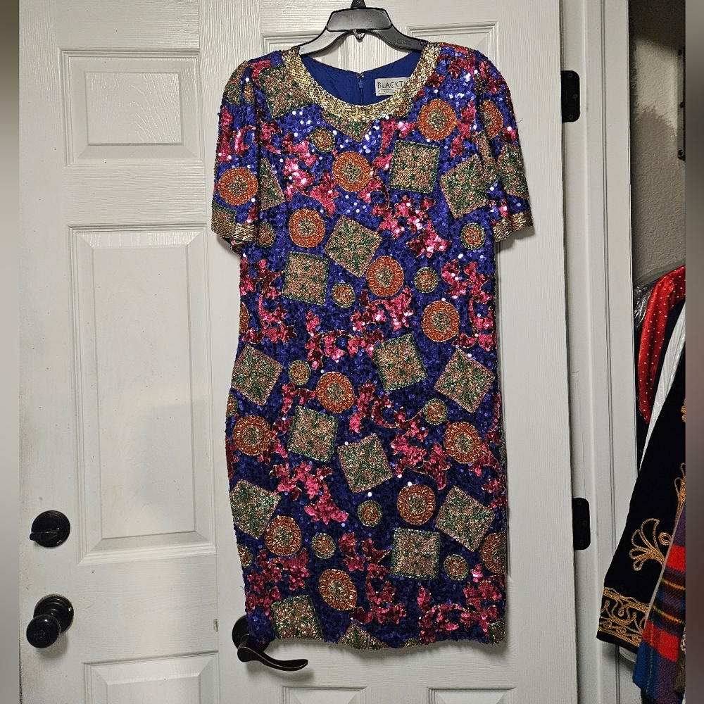 Vintage Neiman Marcus Black Tie Party Dress Oleg Cassini!!GORGEOUS Silk